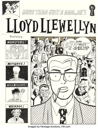 Daniel Clowes Lloyd Llewellyn #2 Cover Original Art (Fantagraphics, 1986)