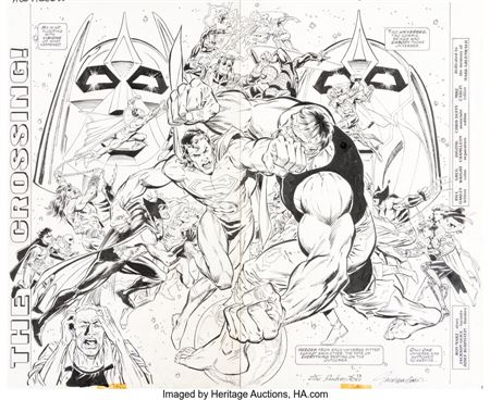 Jackson "Butch" Guice and Joe Rubinstein DC / Marvel All Access #1 Double Splash Pages 4-5 Original Art (DC, 1996)