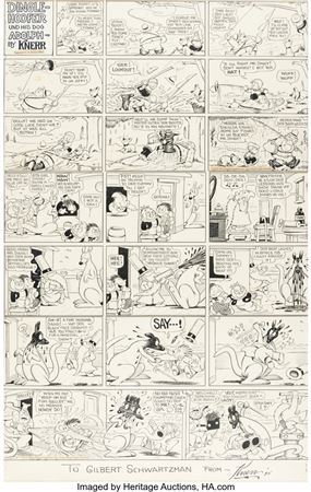 Harold Knerr Katzenjammer Kids and Dingle-Hoffer and his dog Adolph Sunday Comic Strip Original Art dated 4-7-1935 (King Features Syndicate, 1935)