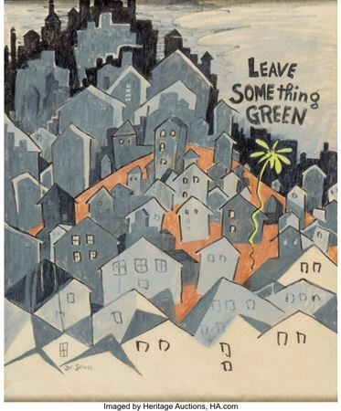 Theodor Seuss Geisel (as Dr. Seuss) "Leave Something Green" Painting Original Art (c. 1965-70s).