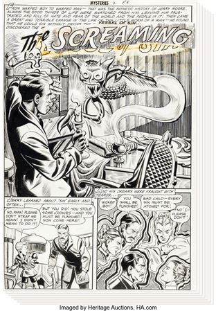 Robert Webb and S.M. Iger Studio Mysteries #2 Complete 8-Page Story "The Screaming Room" Original Art (Superior, 1953)
