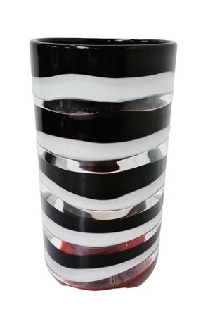 Venini Murano Black White Art Glass Vase
