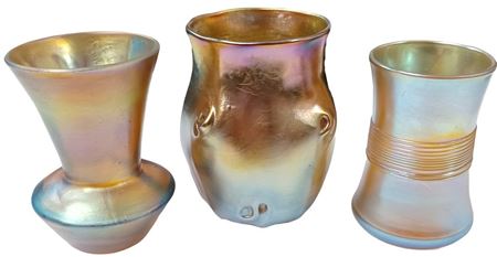 Toothpick Holder Iridescent Glass Vases (3)
