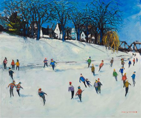 Sample artwork by Molly Joan Lamb Bobak (1920 - 2014), known for female figure and crowd genre painting, teaching, combat artist - View similar artists and auction records