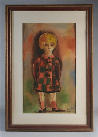 A young girl in a red checked coat