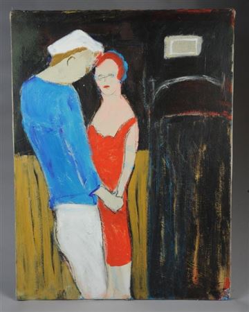 A couple standing together with hands held