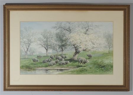 "Sheep with flowering trees"