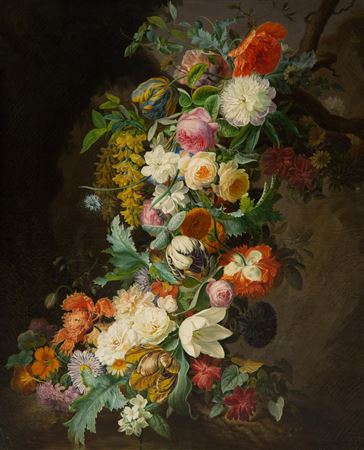 Still Life with Roses, Tulips, Peonies and other Flowers , 1846