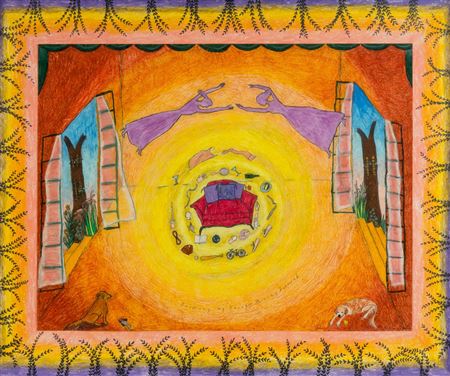 Sample artwork by Hollis Sigler (1948 - 2001), known for naive modernist imagery, graphics - View similar artists and auction records