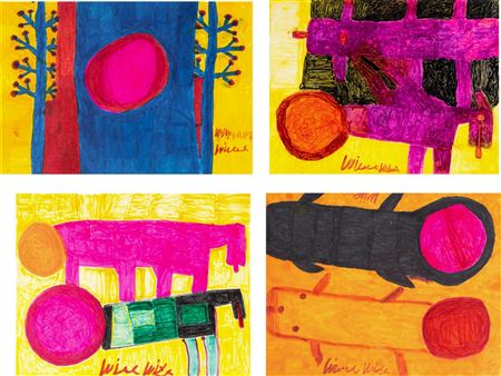 Untitled (Prehistoric Enviornment), Untitled (Prehistoric Animals), Untitled (Prehistoric Animals) and Untitled (Prehistoric Animals) (four works)