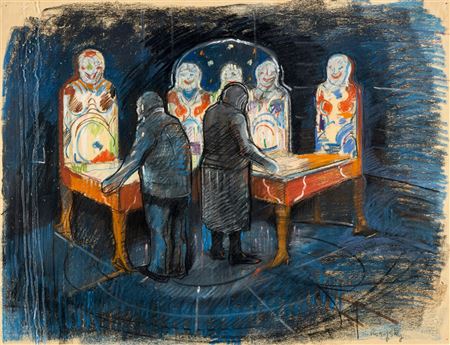 Pinball Machine People by Seymour Rosofsky - Auction record, sale price, and art valuation. Compare with similar artists and explore comparable artworks.