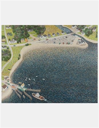 Sample artwork by Yvonne Helene Jacquette (1934 - 2023), known for neo-real-aerial view of landscapes, painted from airplanes - View similar artists and auction records