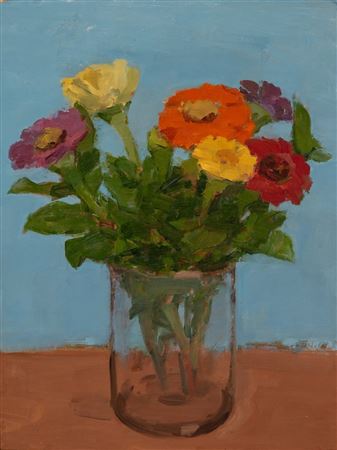 Zinnias in a Glass Vase, 1981