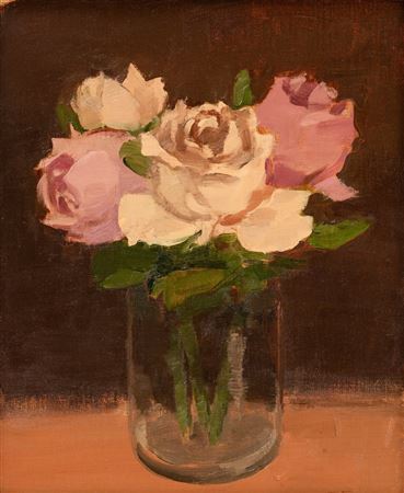 Pink Roses in a Glass Vase, 1980