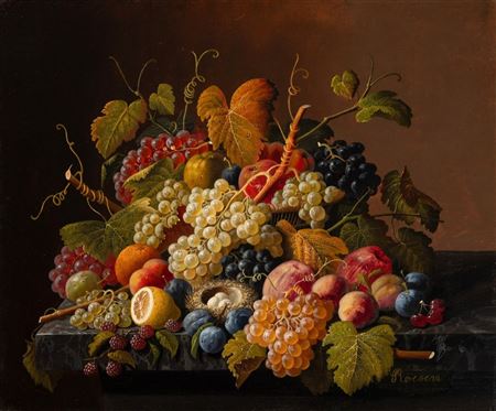 Still Life of Fruit with Bird's Nest, c. 1860-70