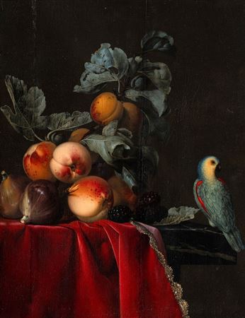 Still Life with Peaches and a Perroquet, 1651