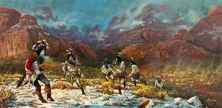 Sample artwork by Jimmy Abeita (Born 1947), known for portrait, figure, and animal painting - View similar artists and auction records