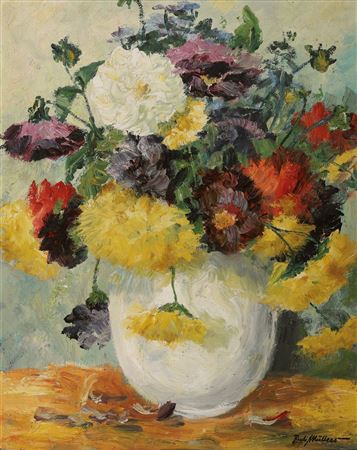 Still life with flowers in a bright vase