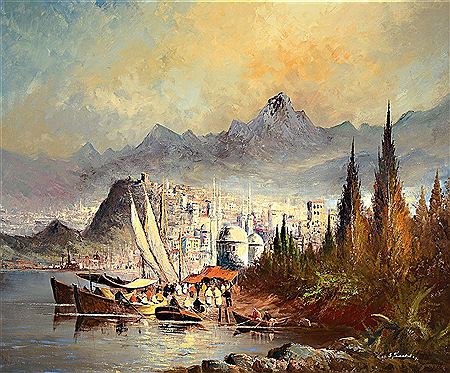 Fishing boats in front of an oriental port town by Gunter Seekatz - Auction record, sale price, and art valuation. Compare with similar artists and explore comparable artworks.