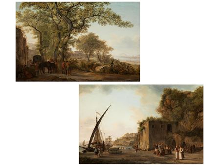 VIA APPIA NEAR FORMIA, WITH CARRIAGE and TRAVELLING PARTY and HARBOUR IN MALTA WITH FORT, SHIPS AND MALTESE DANCERS (Pair) by Abraham Louis Rodolphe Ducros - Auction record, sale price, and art valuation. Compare with similar artists and explore comparable artworks.