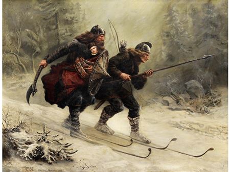 SKIING BIRCHLEGS CROSSING THE MOUNTAIN WITH THE ROYAL CHILD