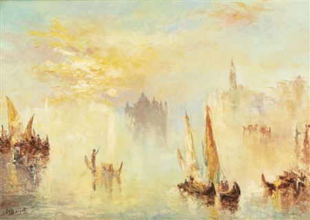 Color twilight over Venice