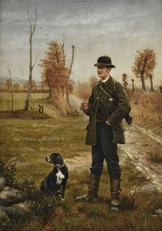 Hunter and his dog by Henri Germain Lacombe - Auction record, sale price, and art valuation. Compare with similar artists and explore comparable artworks.
