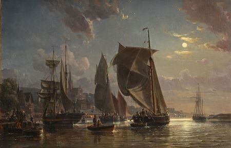 Sample artwork by Charles Louis Mozin (1806 - 1862), known for nautical, marine painting - View similar artists and auction records