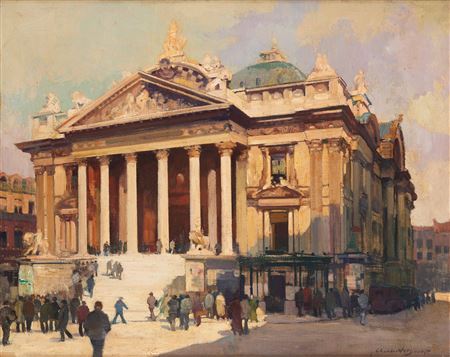 View of the Brussels Stock Exchange animated.