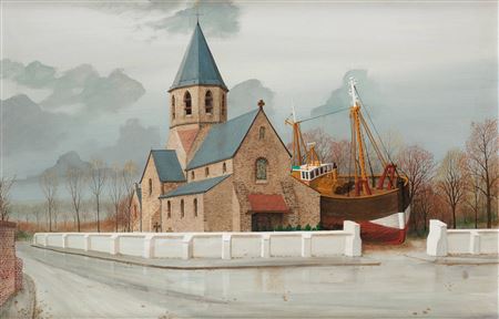 Trawler in the church garden
