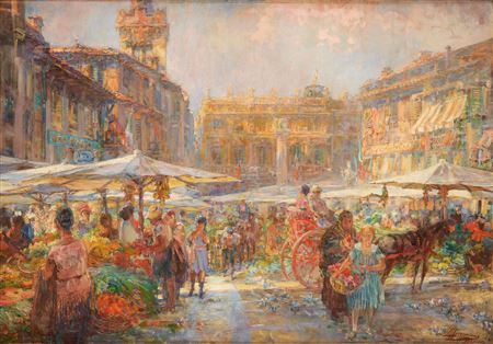 Flower market in Verona.