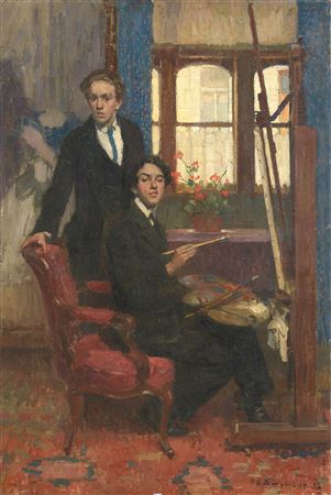 "Self-portrait in the studio" by Philippe Swyncop - Auction record, sale price, and art valuation. Compare with similar artists and explore comparable artworks.