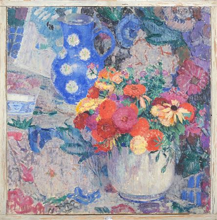 "Nature morte au vase de fleurs" or "Le pot bleu".