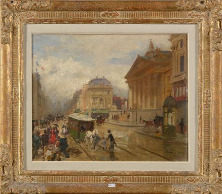 "Place de la Bourse animée".