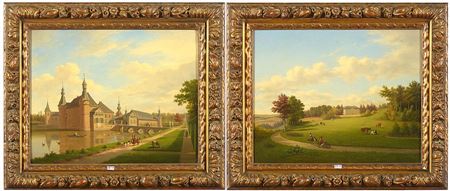 "Le château de Jehay" and "Le château de Bassinnes" (pair)