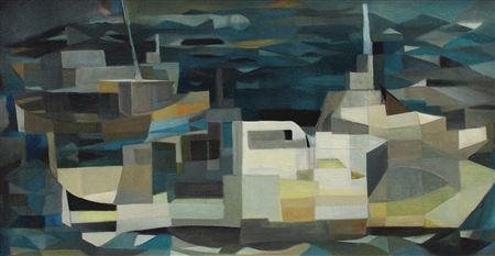 FISHING BOATS BY MOONLIGHT