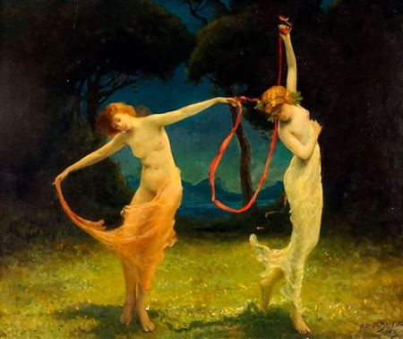 "A girdle danse (Dansa della sciarpa)" by Charles Walter Stetson - Auction record, sale price, and art valuation. Compare with similar artists and explore comparable artworks.