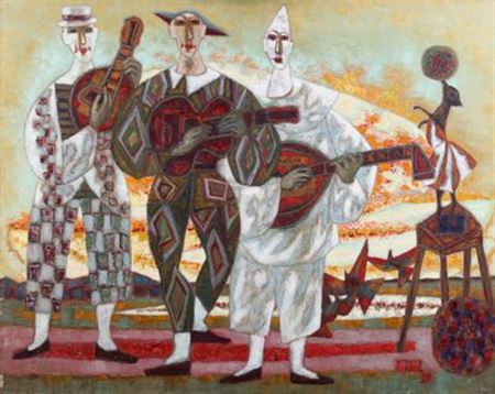 The comedians by Gabriel Zendel - Auction record, sale price, and art valuation. Compare with similar artists and explore comparable artworks.