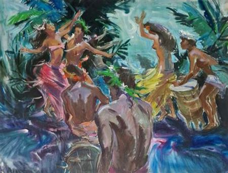 Dance scene in Polynesia