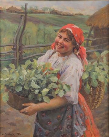 A Peasant Girl Carrying Beets