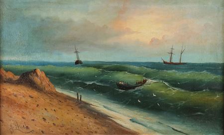 Seascape with Boat Coming Ashore by Nikolay Uvarov - Auction record, sale price, and art valuation. Compare with similar artists and explore comparable artworks.