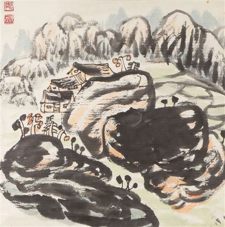 Mountain Landscape with buildings