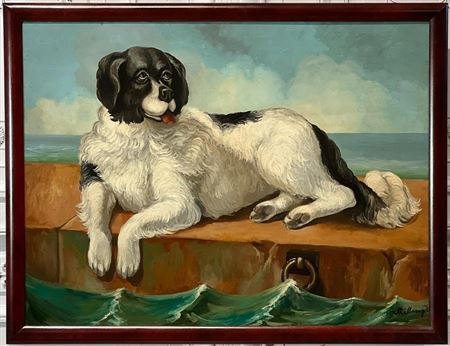 Newfoundland Dog On A Pier After Edwin Henry Landseer