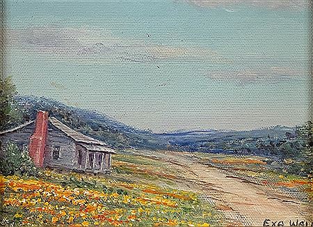 House By The Road, Hill Country With Coreopsis Wildflowers