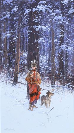 Indian Hunter with Dog