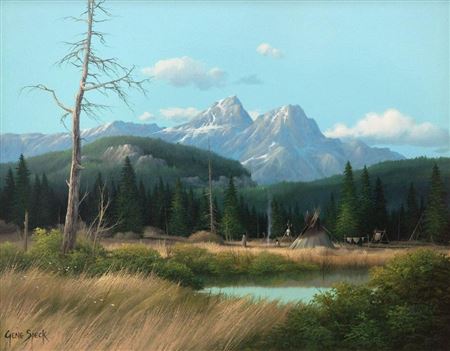 Untitled (Teepee Among Evergreen Forest)