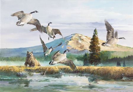 Grizzly with Geese
