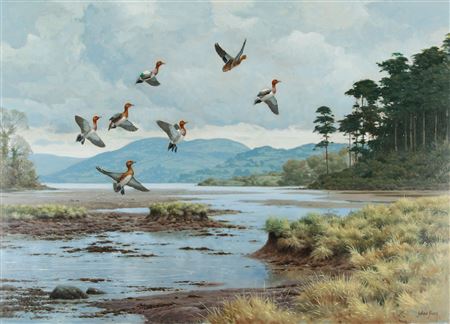 'MALLARDS OVER THE LOUGH'