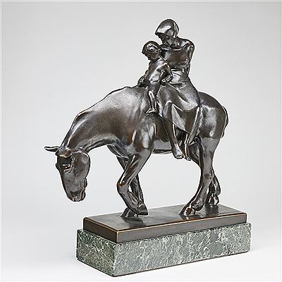 Woman with child riding a horse