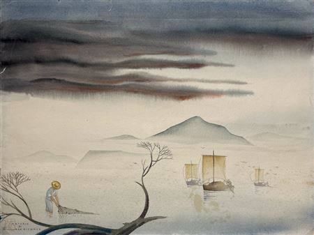 "ASIAN FISHING SCENE"